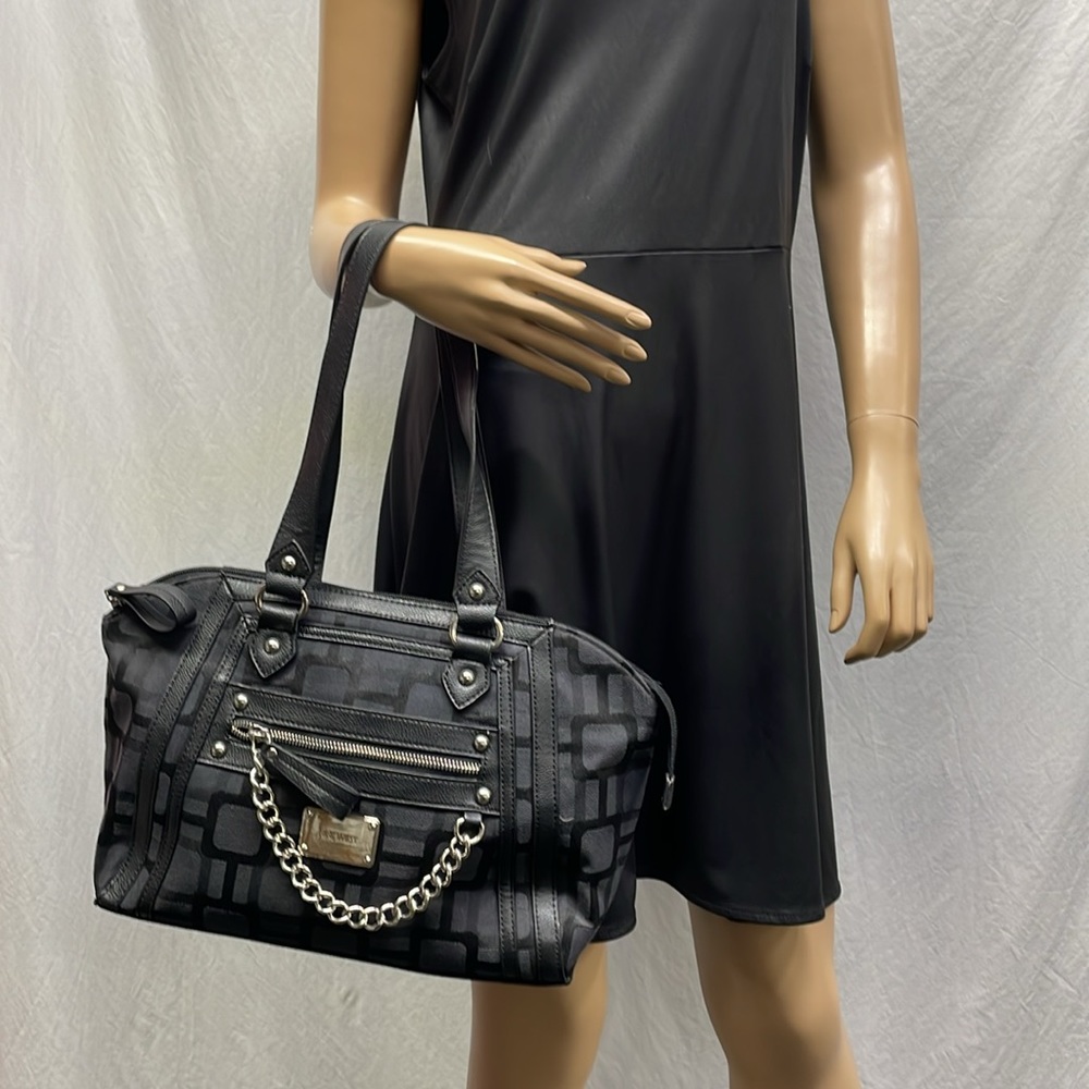 Nine West Women's Black & Gray Canvas Shoulder Handbag